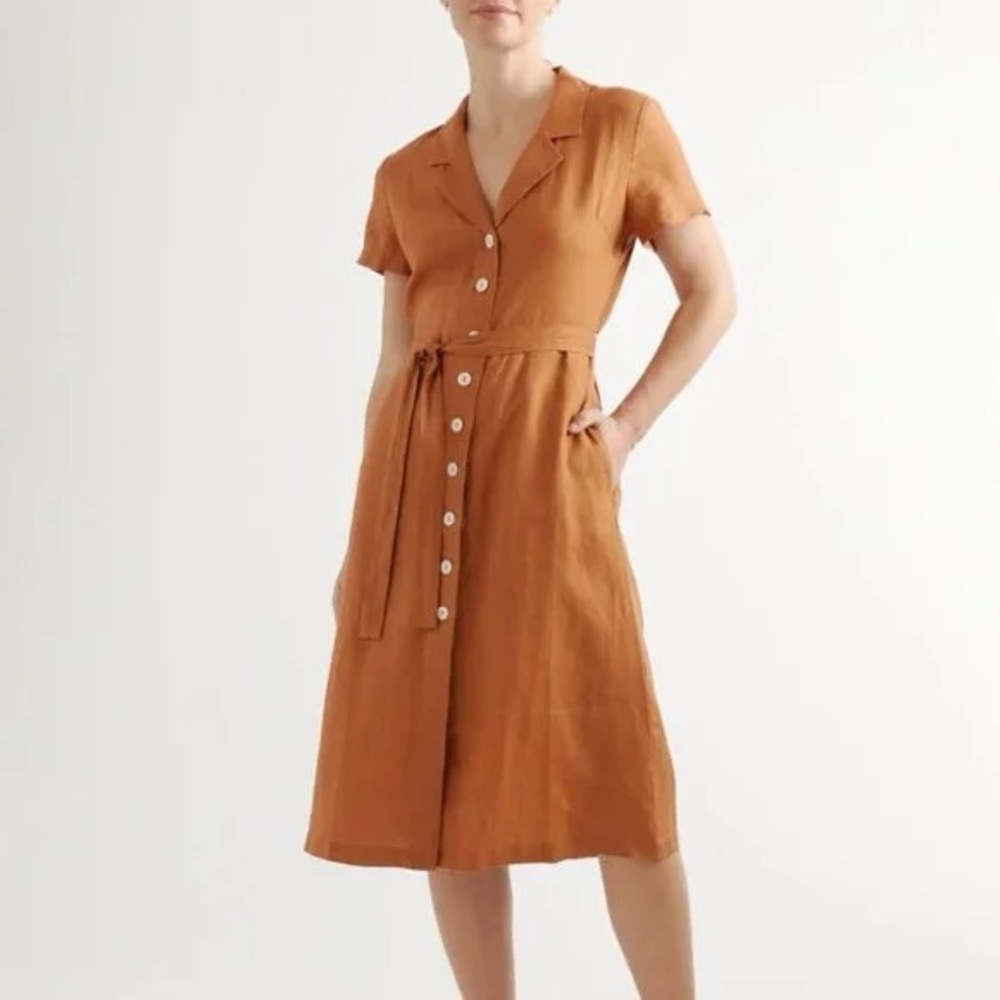 Like New Quince 100% European Linen Dress - Terracotta Size Medium